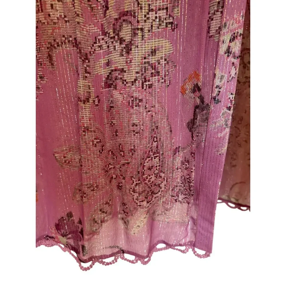 Hermant & Nandita Mavi Kaftan Dress Orchid Purple w/Metallic Thread & Details -M - Picture 7 of 11